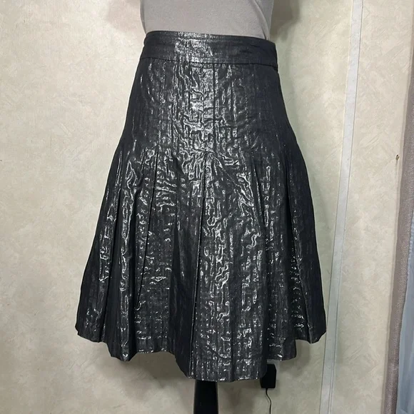 Tracy Reese Shimmering Black Skater Skirt - Picture 2 of 5